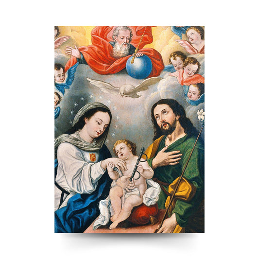 Santino Trinità e Santi Giuseppe e Maria. Sul retro "San Giuseppe, accoglimi come un figlio"