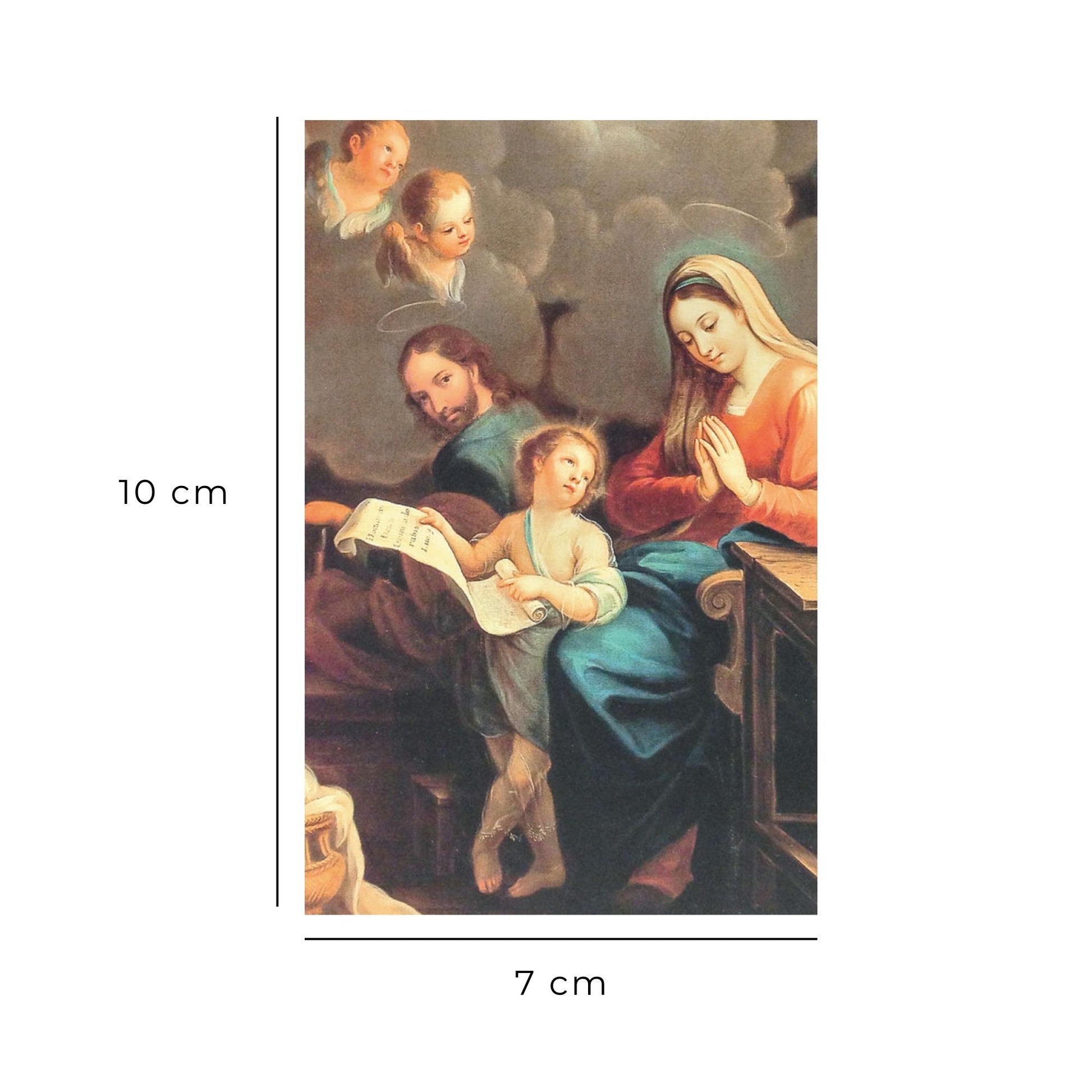 Santino Santa Famiglia. Sul retro "Preghiera a San Giuseppe per ottenere la purezza"