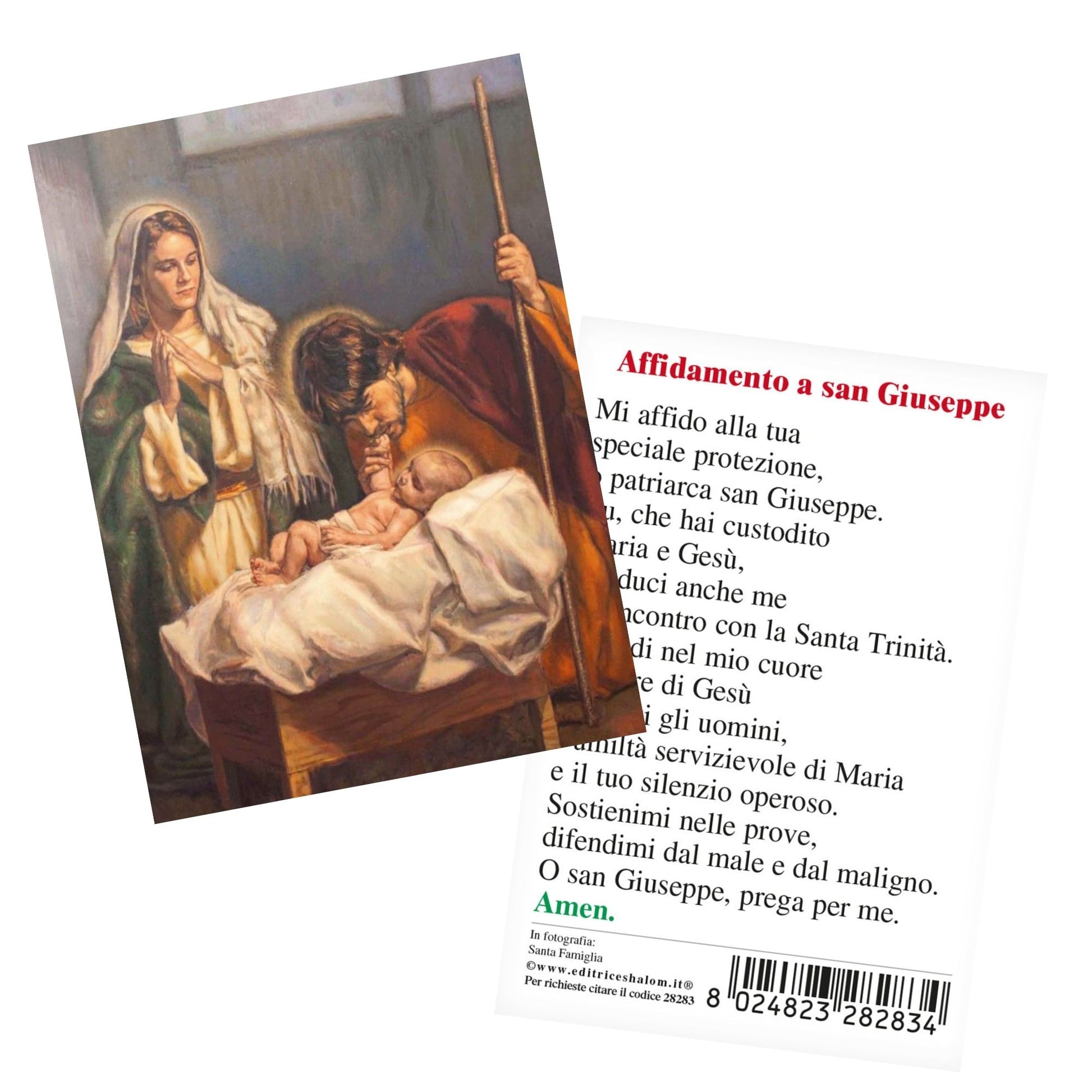 Santino Santa Famiglia. Sul retro "Affidamento a San Giuseppe"