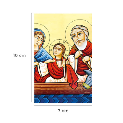 Santino Icona Santa Famiglia, Fuga in Egitto. Sul retro "Consacrazione a San Giuseppe"