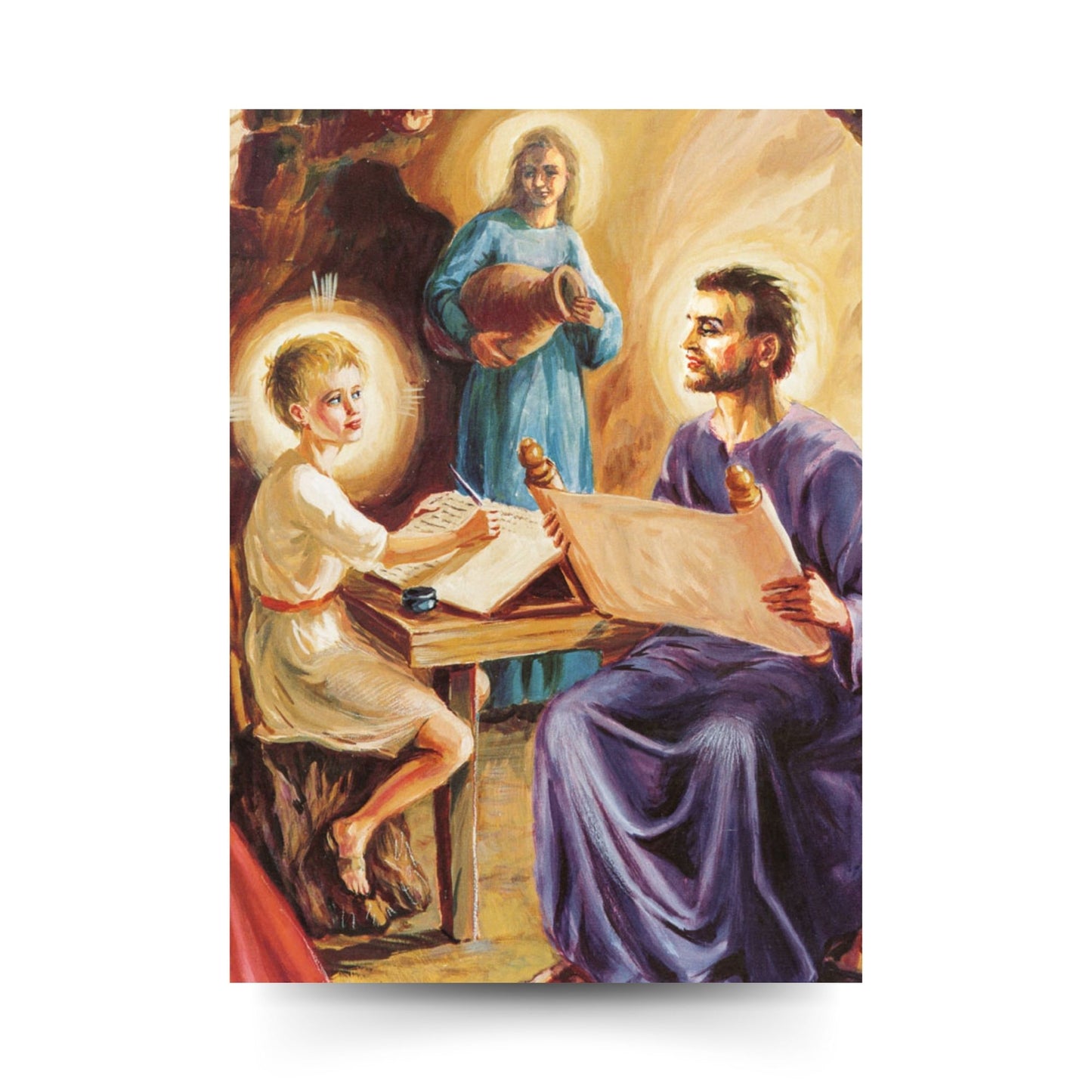 Santino San Giuseppe e Gesù ragazzo. Sul retro "Un giovane a San Giuseppe"