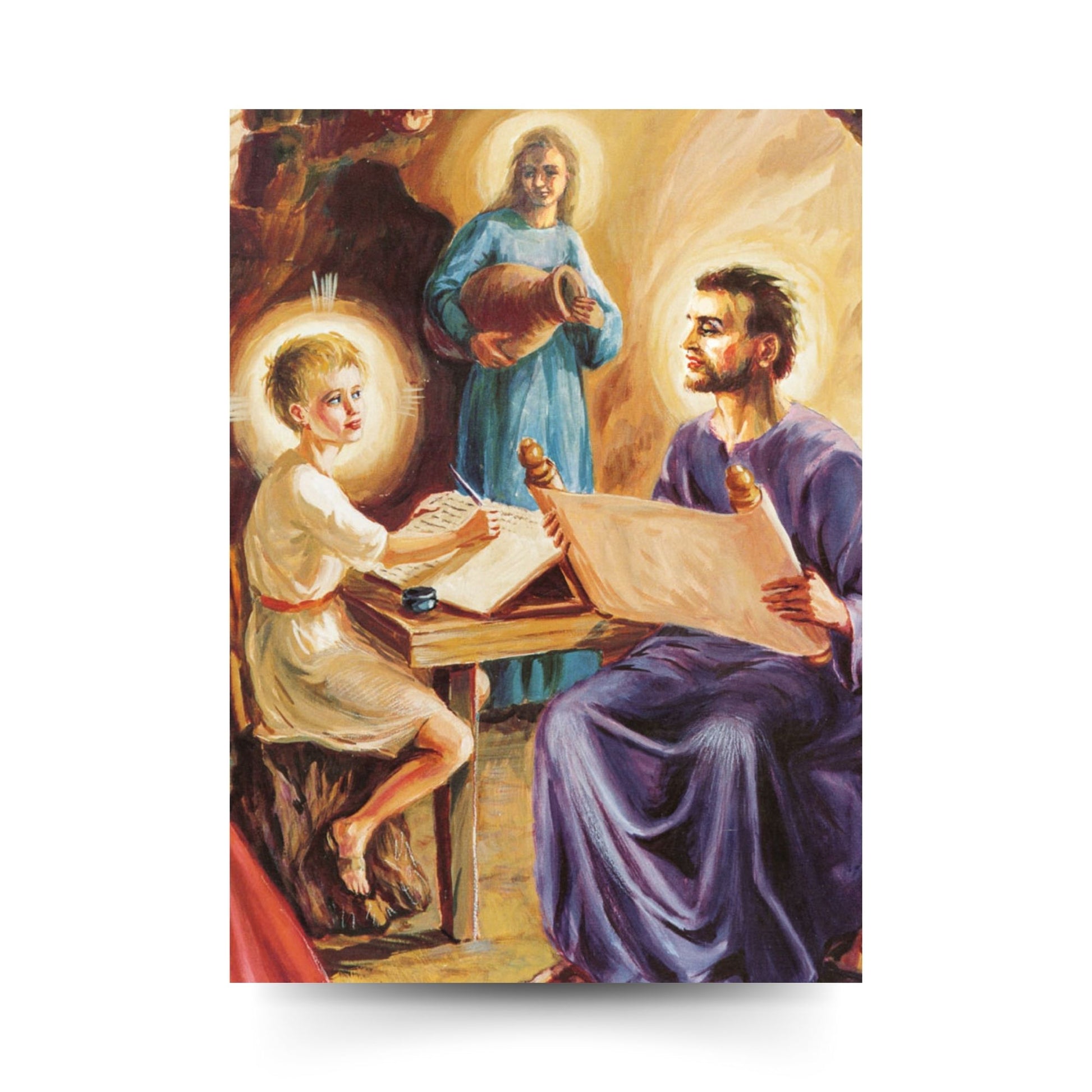Santino San Giuseppe e Gesù ragazzo. Sul retro "Un giovane a San Giuseppe"