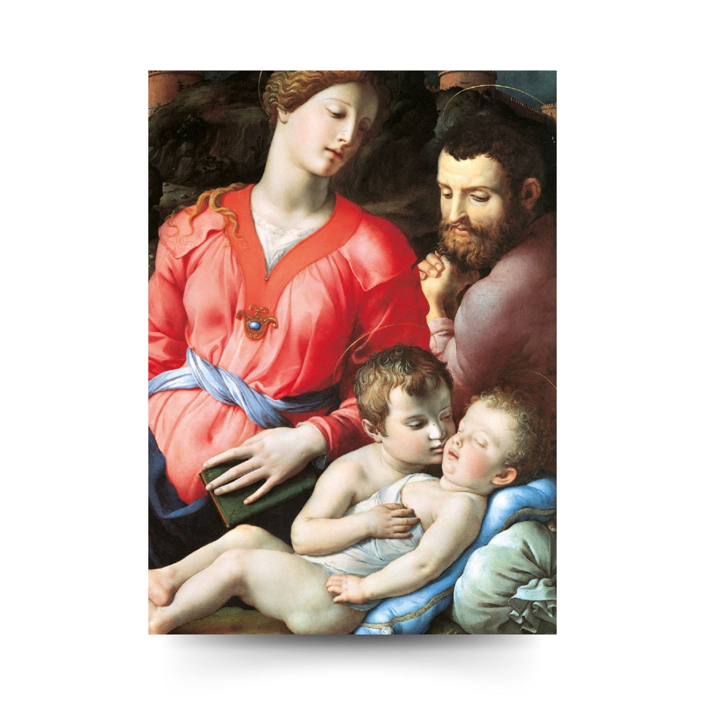 Santino Santa Famiglia. Sul retro "San Giuseppe, proteggi la mia famiglia"