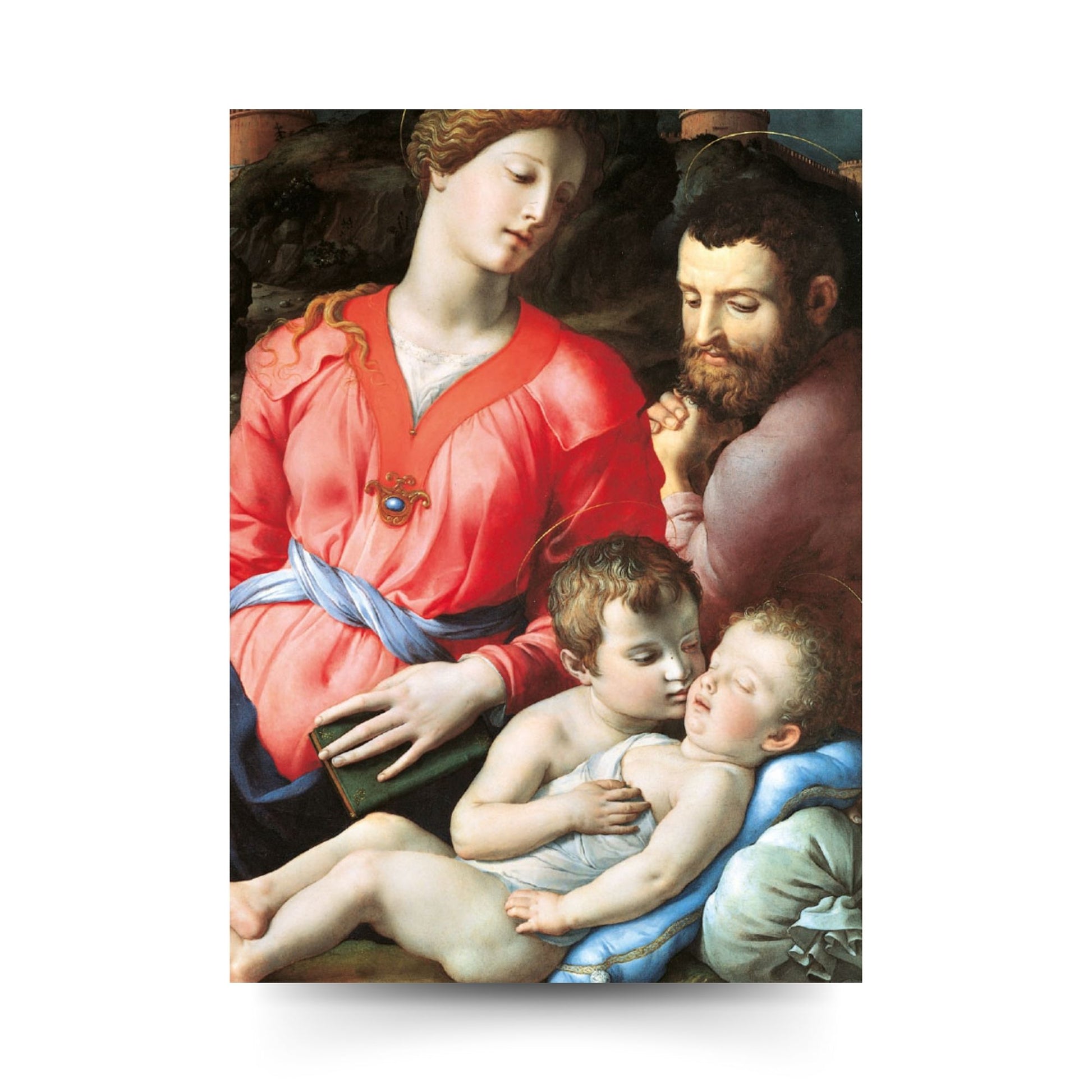 Santino Santa Famiglia. Sul retro "San Giuseppe, proteggi la mia famiglia"