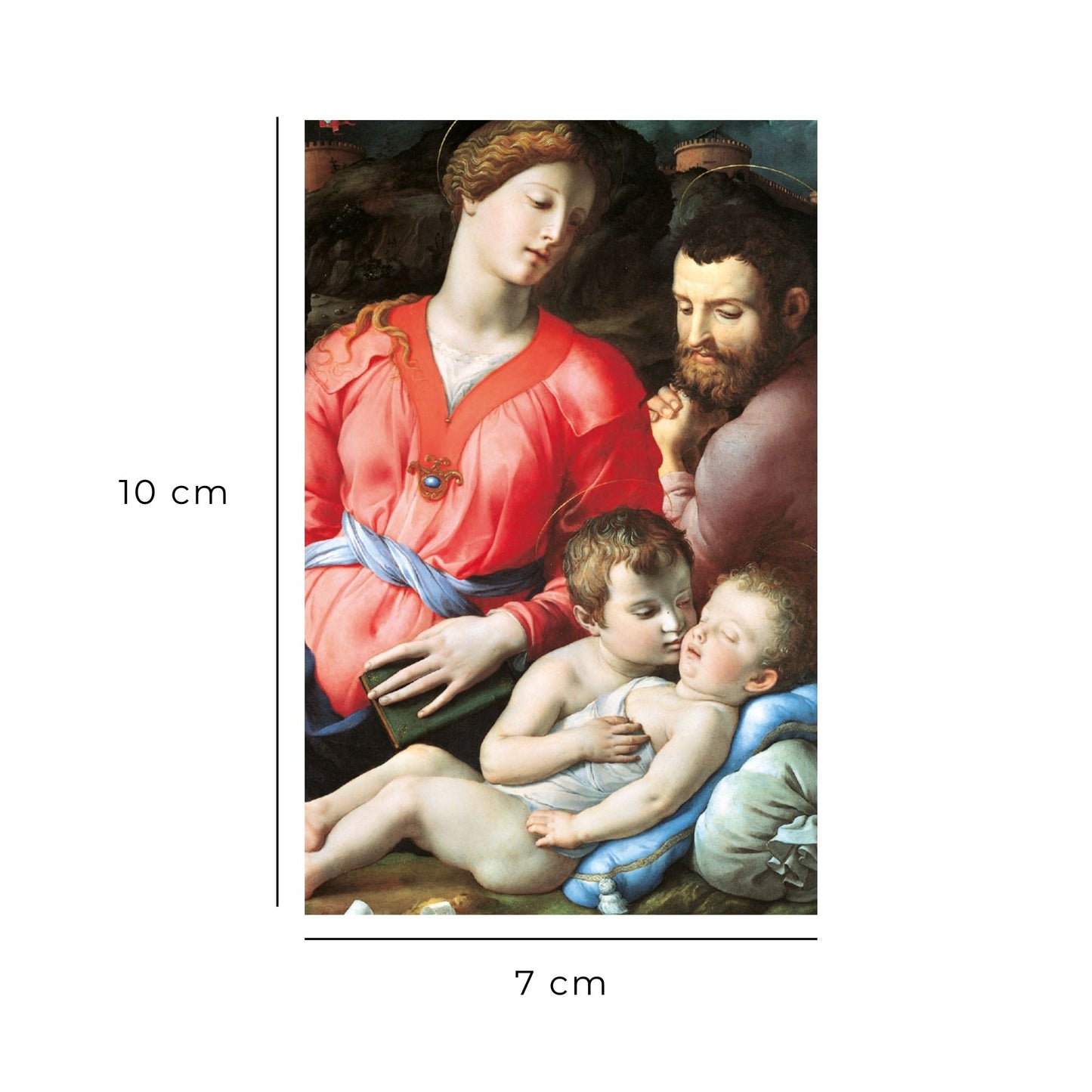 Santino Santa Famiglia. Sul retro "San Giuseppe, proteggi la mia famiglia"