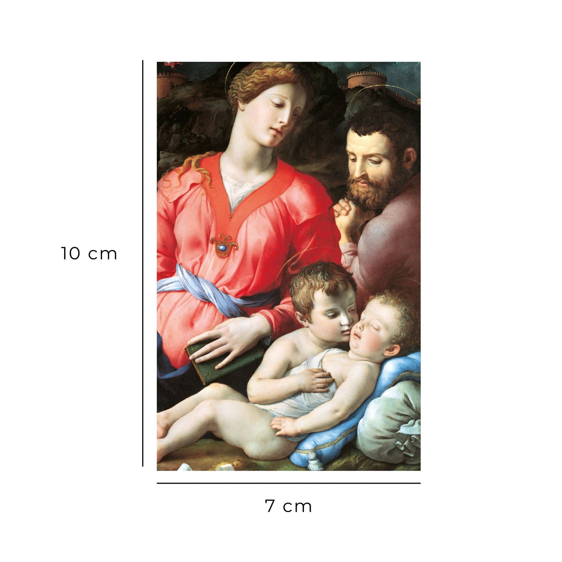 Santino Santa Famiglia. Sul retro "San Giuseppe, proteggi la mia famiglia"