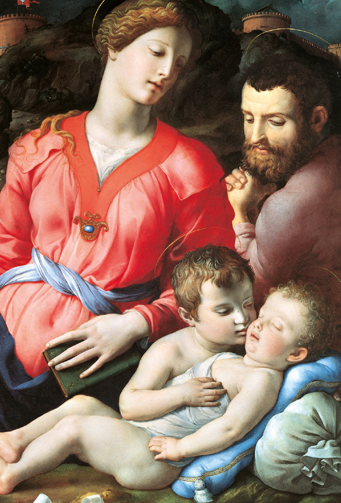 Santino Santa Famiglia. Sul retro "San Giuseppe, proteggi la mia famiglia"