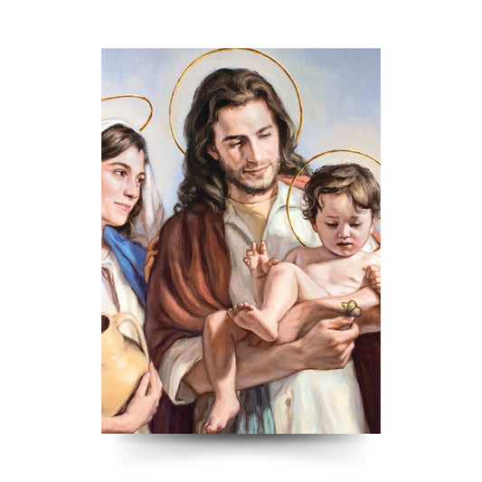 Santino Santa Famiglia. Sul retro "Le nostre famiglie sotto la protezione di San Giuseppe"