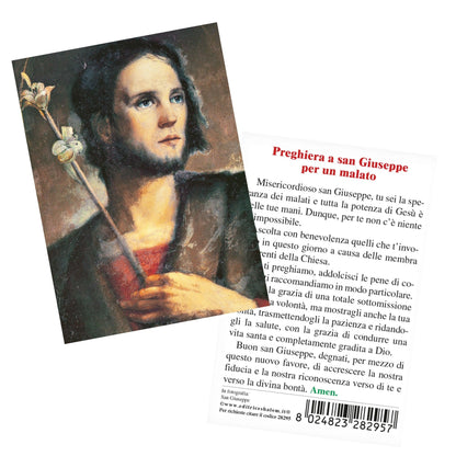 Santino San Giuseppe. Sul retro "Preghiera a San Giuseppe per un malato"