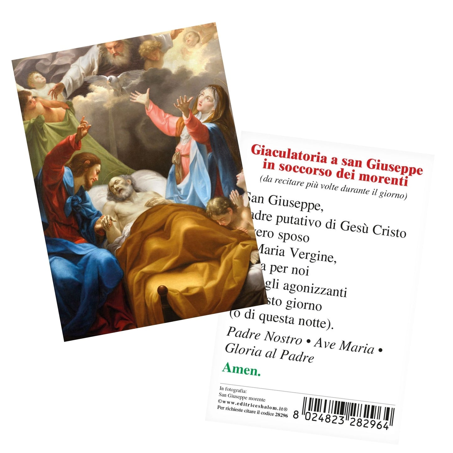Santino San Giuseppe morente. Sul retro "Giaculatoria a San Giuseppe in soccorso dei morenti"