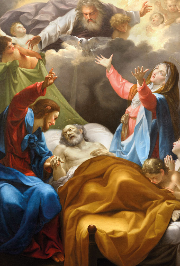 Santino San Giuseppe morente. Sul retro "Giaculatoria a San Giuseppe in soccorso dei morenti"