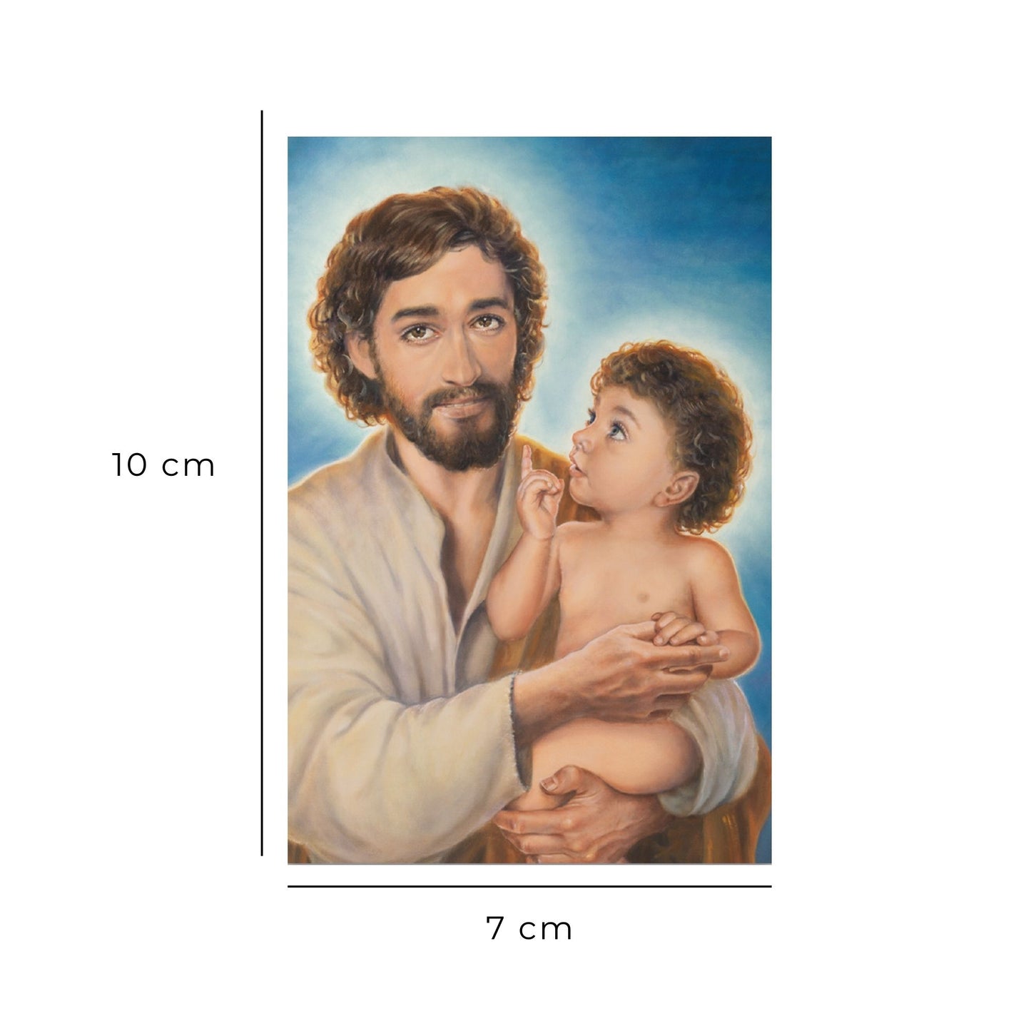 Santino san Giuseppe e Gesù (dipinto di Dawid K.). Sul retro "A Te, o beato Giuseppe"