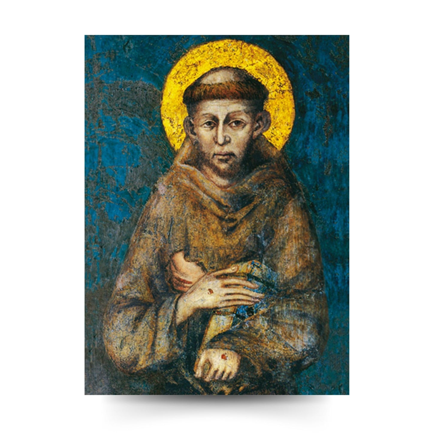 Santino san Francesco d'Assisi. Retro bianco
