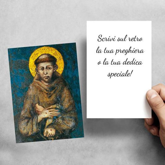 Santino san Francesco d'Assisi. Retro bianco