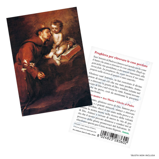 Santino sant'Antonio di Padova. Sul retro "Preghiera per ritrovare le cose perdute"