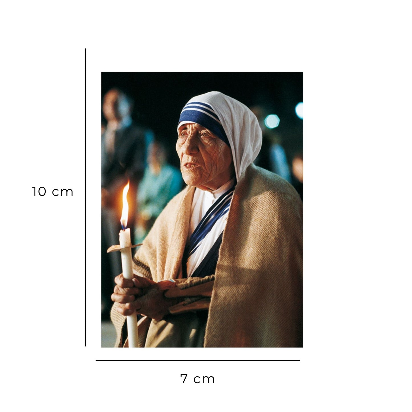 Santino madre Teresa con candela. Retro bianco