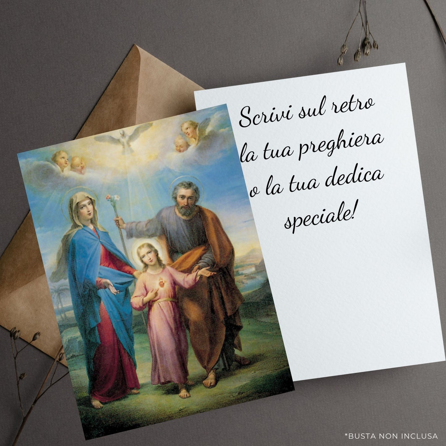 Santino santa Famiglia. Retro bianco