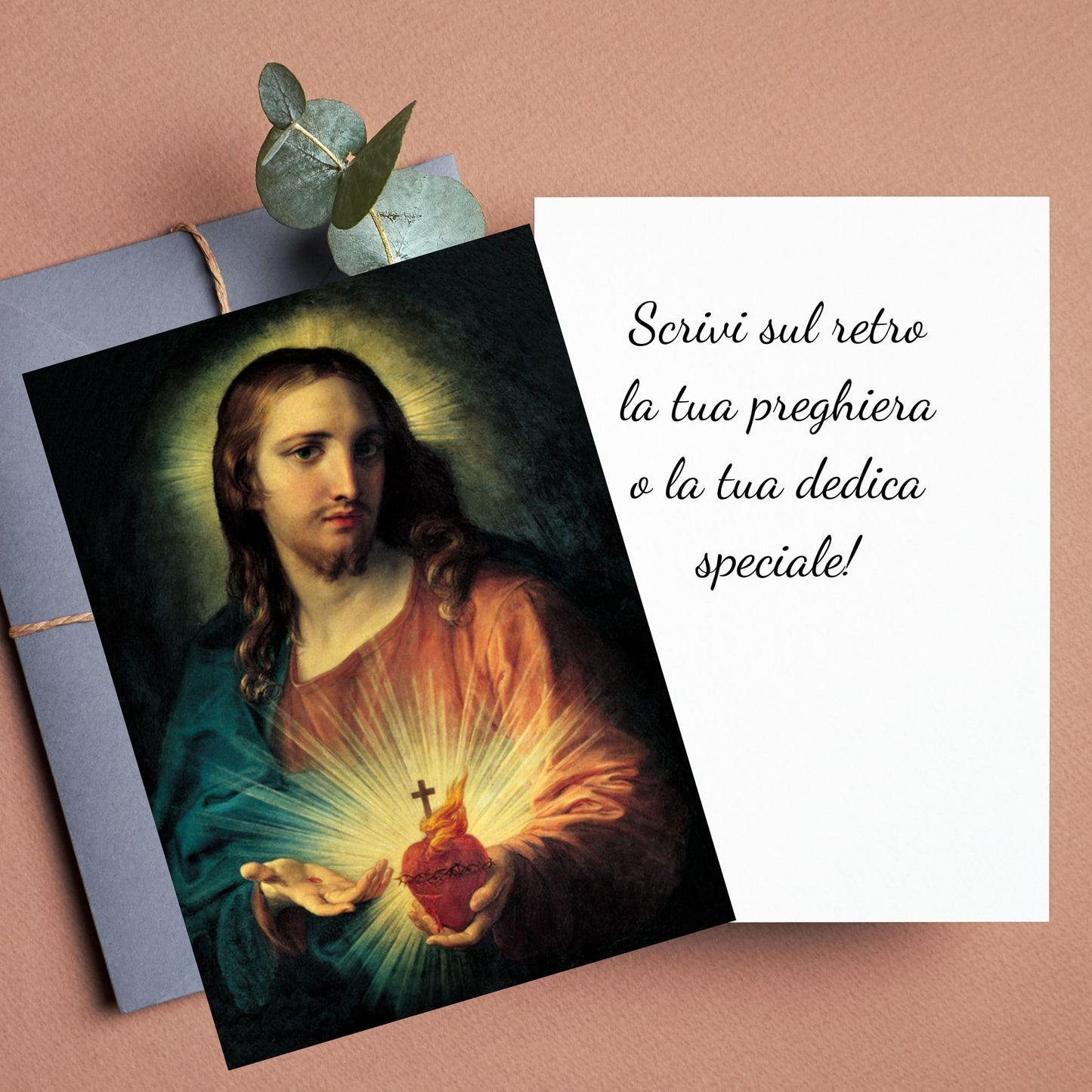 Santino sacro cuore di Gesù. Retro bianco