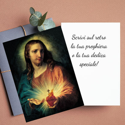 Santino sacro cuore di Gesù. Retro bianco