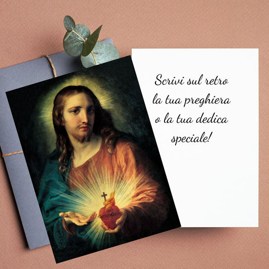 Santino sacro cuore di Gesù. Retro bianco