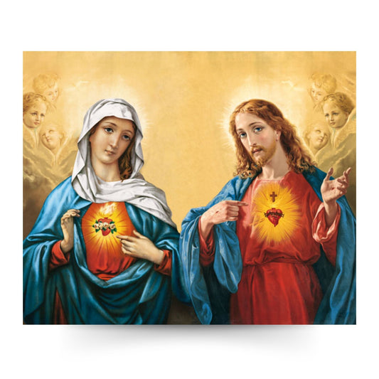 Santino sacri cuori di Gesù e Maria. Retro bianco