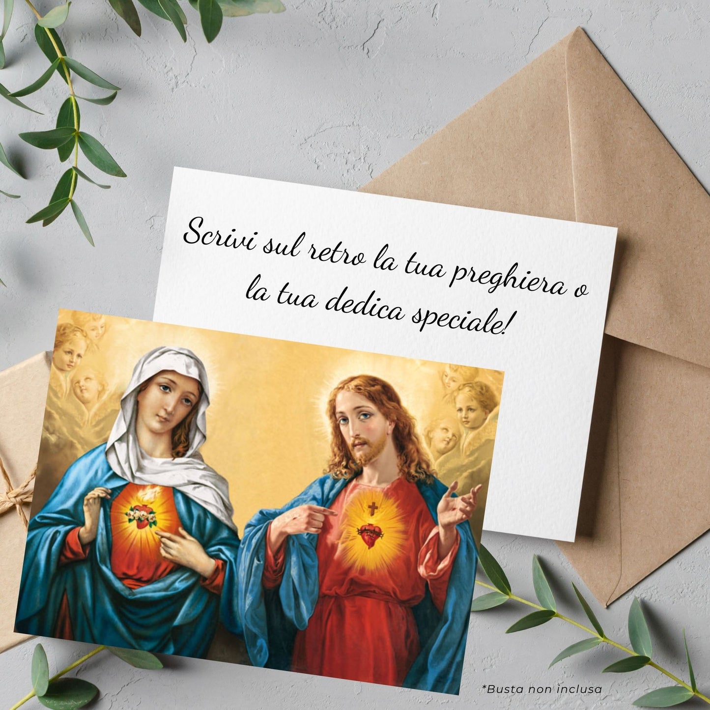 Santino sacri cuori di Gesù e Maria. Retro bianco