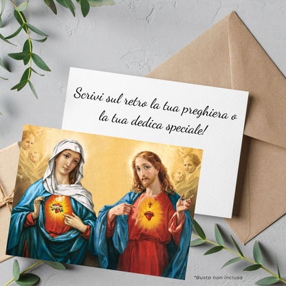 Santino sacri cuori di Gesù e Maria. Retro bianco