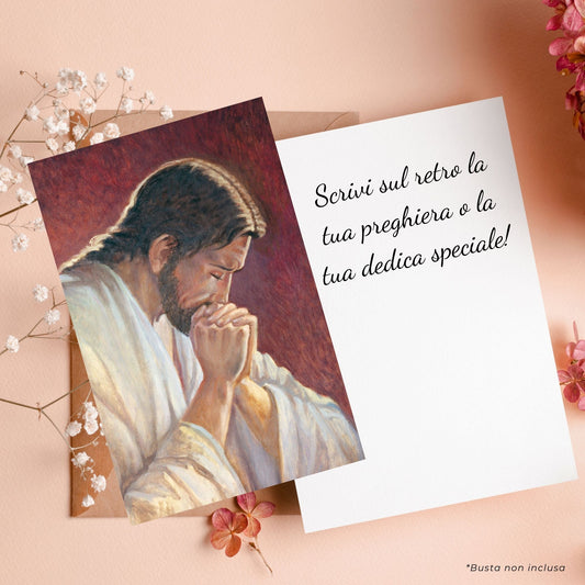 Santino Gesù che prega. Retro bianco