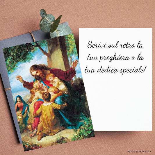 Santino Gesù con i pargoli. Retro bianco