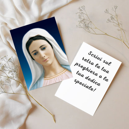 Santino beata Vergine Maria frontale. Retro bianco