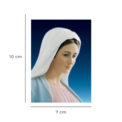 Santino beata Vergine Maria profilo. Bordo e retro bianco