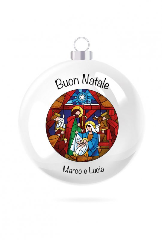 Pallina di Natale in porcellana bianca da personalizzare. Diametro 8 cm