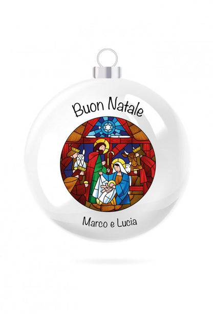 Pallina di Natale in porcellana bianca da personalizzare. Diametro 8 cm