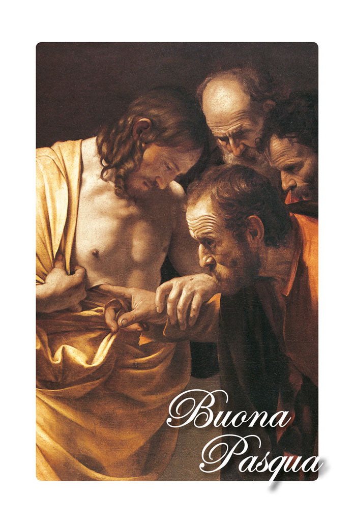 Biglietto augurale Pasqua, Incredulità di san Tommaso di Caravaggio