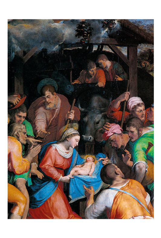 Biglietto augurale Natale, santa Famiglia. All'interno riflessione sul Natale di madre Teresa
