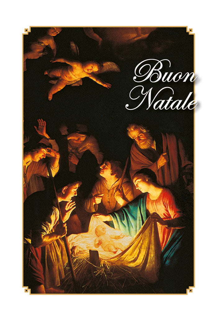 Biglietto augurale Natale, santa Famiglia. Interno bianco