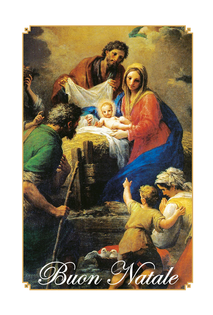 Biglietto augurale Natale, Natività di F. Mancini