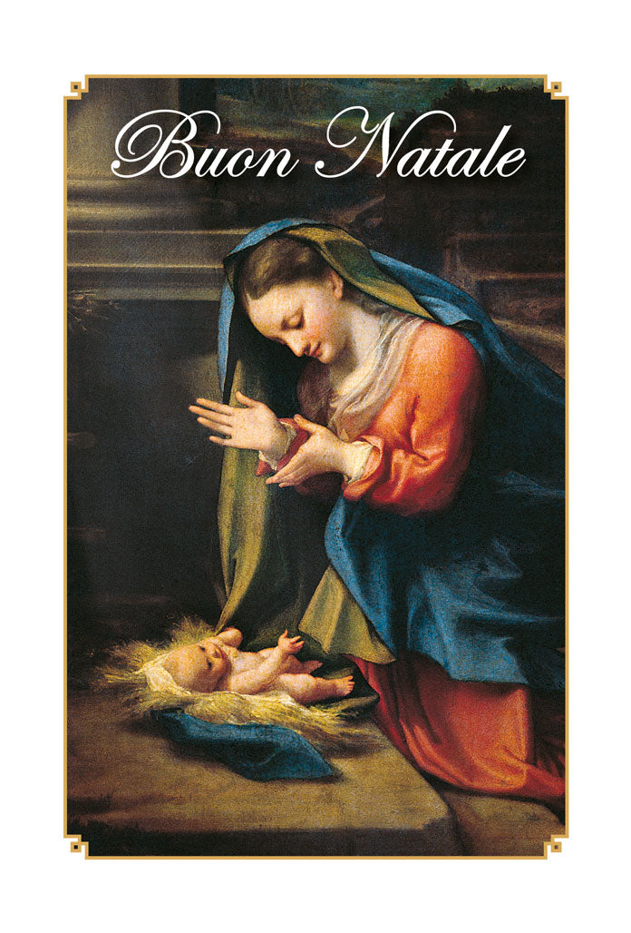 Biglietto augurale Natale, Adorazione del Bambino di Correggio