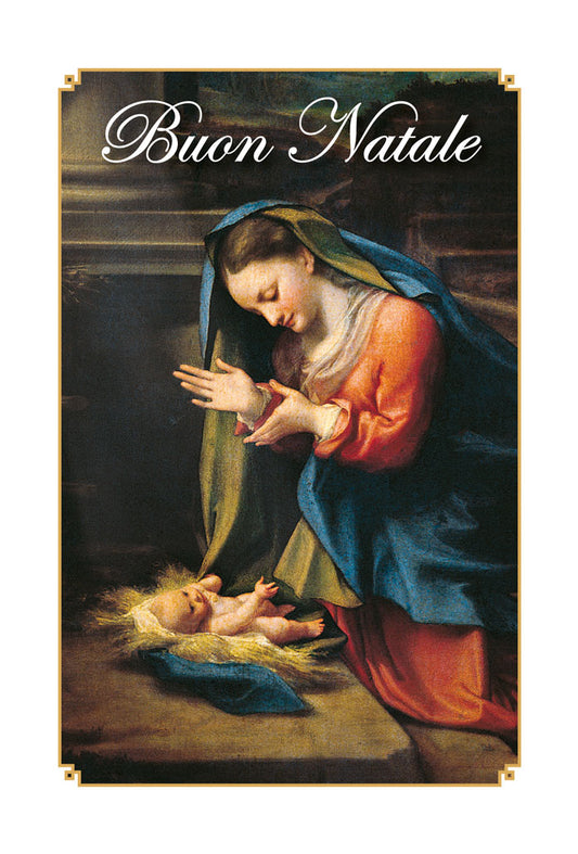 Biglietto augurale Natale, Adorazione del Bambino di Correggio