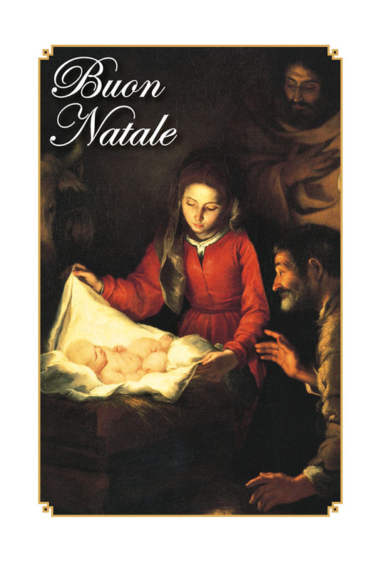 Biglietto augurale Natale, Adorazione dei pastori di E. Murillo