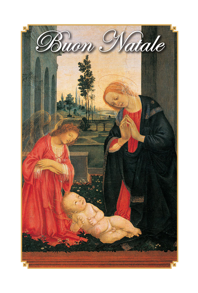 Biglietto augurale Natale, Adorazione del Bambino di F. Lippi