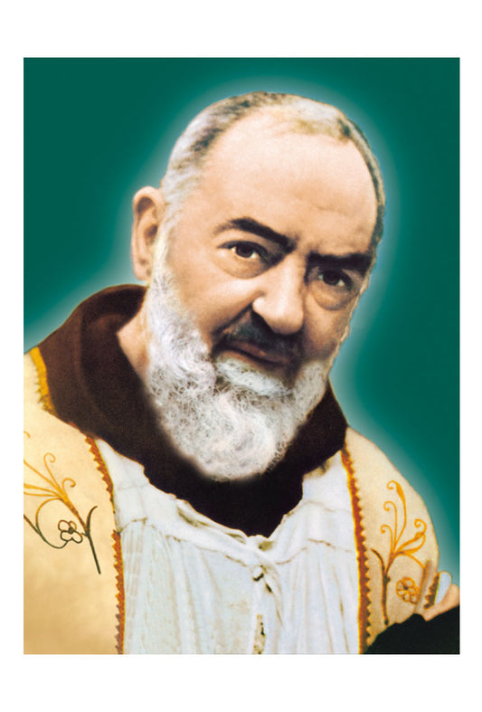 Biglietto pieghevole san Pio da Pietrelcina celebrante