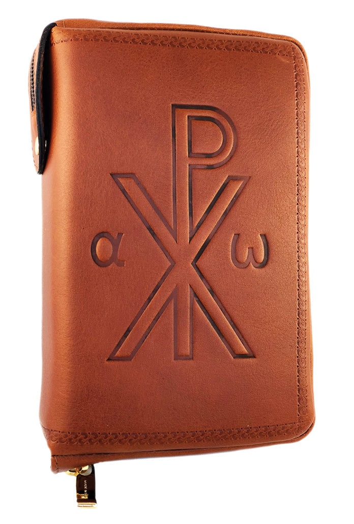 Custodia in pelle "Monogramma Cristo" Liturgia delle Ore - 4 Volumi