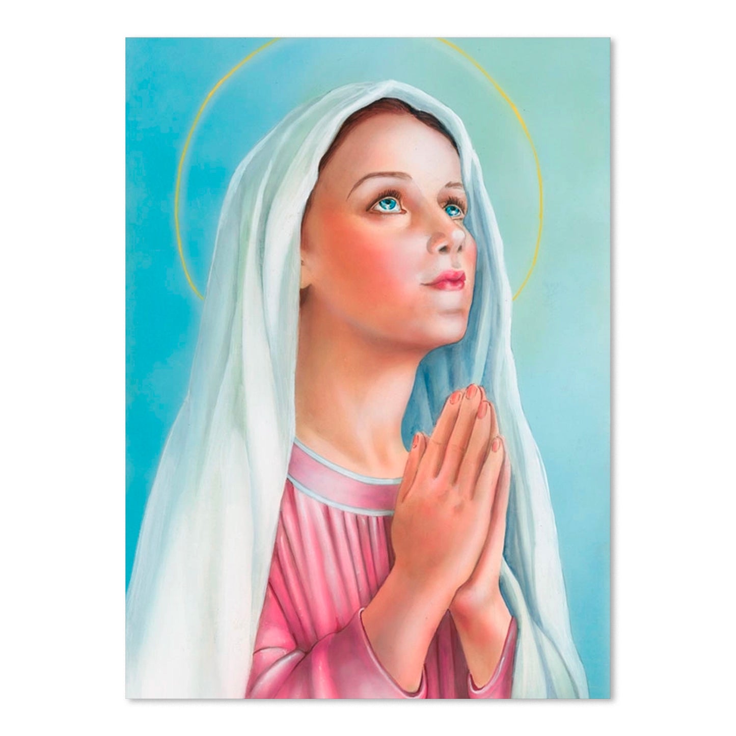 Biglietto pieghevole Vergine Maria bambina. All'interno "devozione delle Tre Ave Maria"