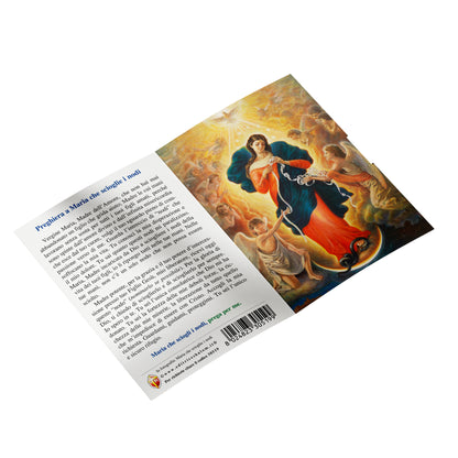 Biglietto pieghevole "Maria che scioglie i nodi". Sul retro "Preghiera a Maria che scioglie i nodi"