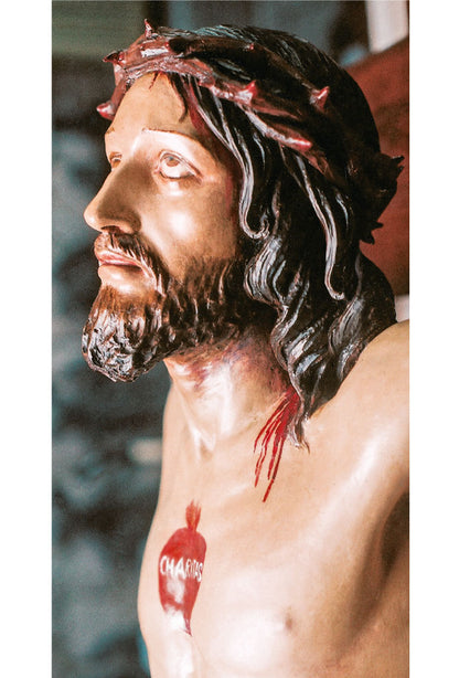 Foto Gesu' crocifisso Collevalenza. Sul retro "Benedizione delle famiglie" cm 11,5x21,5