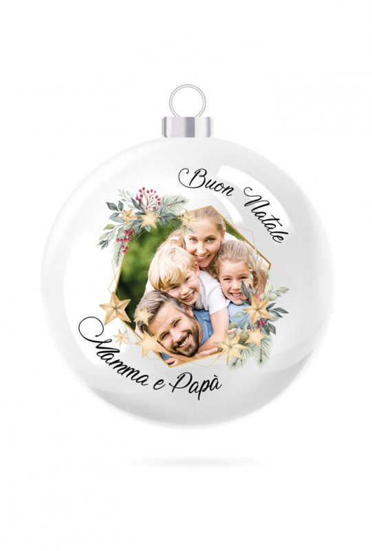 Pallina di Natale in porcellana bianca da personalizzare. Diametro 8 cm