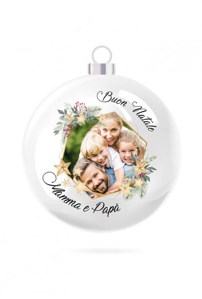 Pallina di Natale in porcellana bianca da personalizzare. Diametro 8 cm