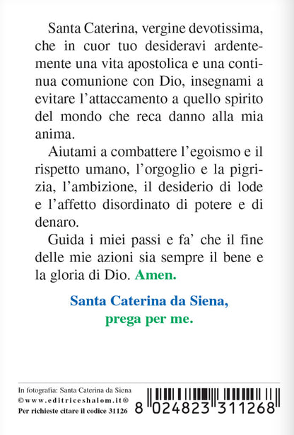 Pieghevole santa Caterina da Siena con "Preghiera a santa Caterina da Siena"