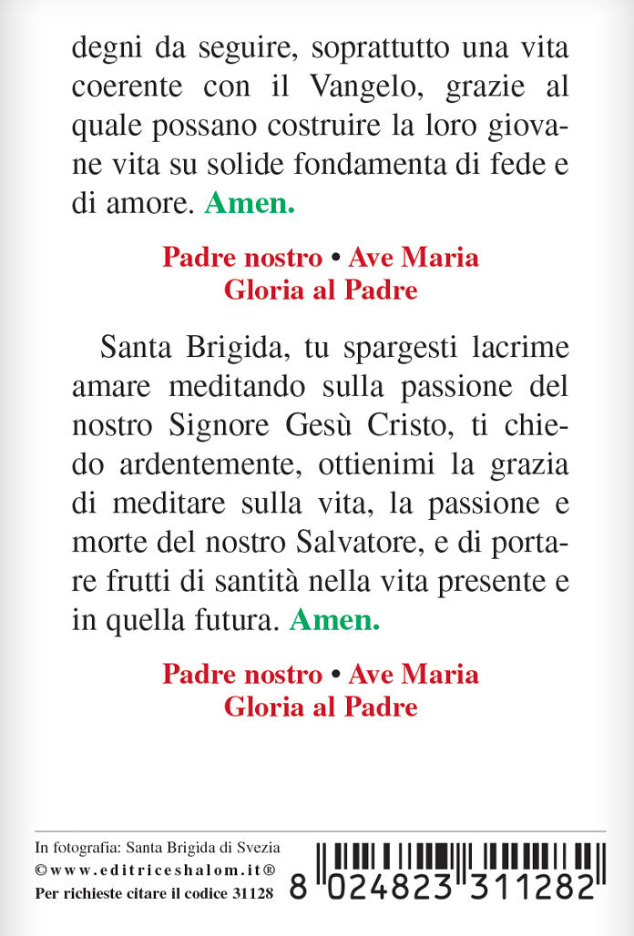Pieghevole santa Brigida con retro "Supplica a santa Brigida"